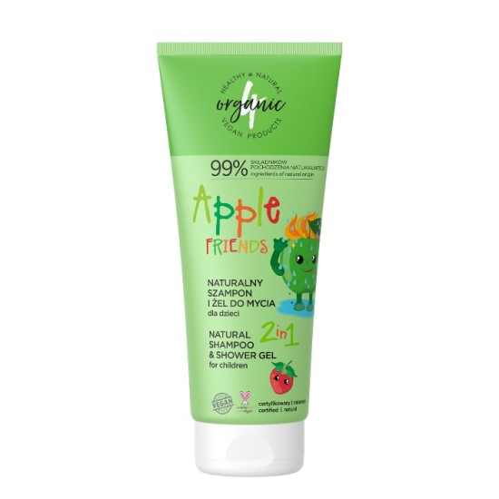 2u1 Prirodni šampon i gel za tuširanje za decu Apple Friends 4organic 200ml 2u1 Prirodni šampon i gel za tuširanje za decu Apple Friends 4organic 200ml